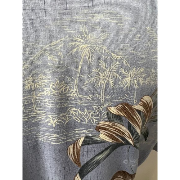 Campia Moda Vintage Tropical Hawaiian Leaf Shirt Size Large Blue Rayon - Picture 12 of 16
